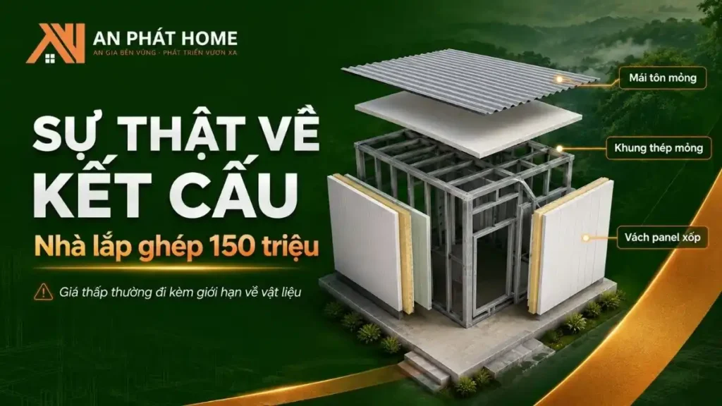 Kết cấu nhà lắp ghép 150 triệu với vật liệu giá rẻ