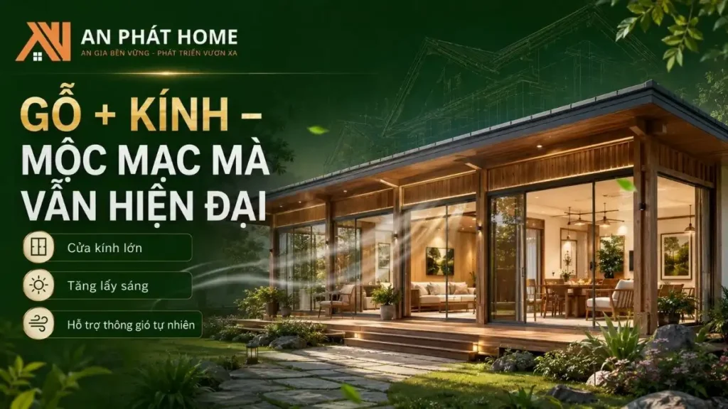 Kết hợp gỗ và kính giúp nhà sáng thoáng hơn