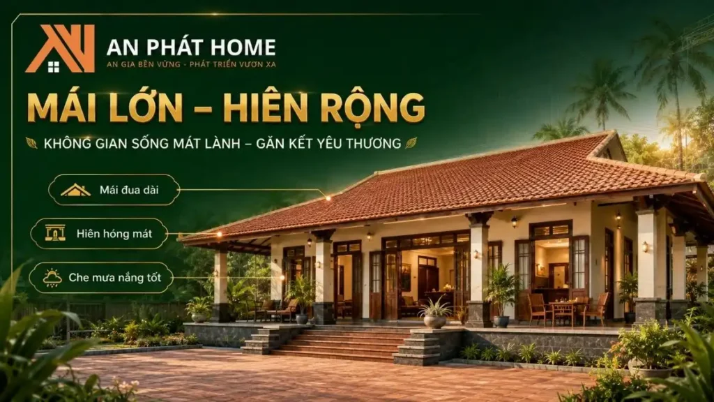 Mái lớn và hiên rộng đặc trưng nhà miền Tây