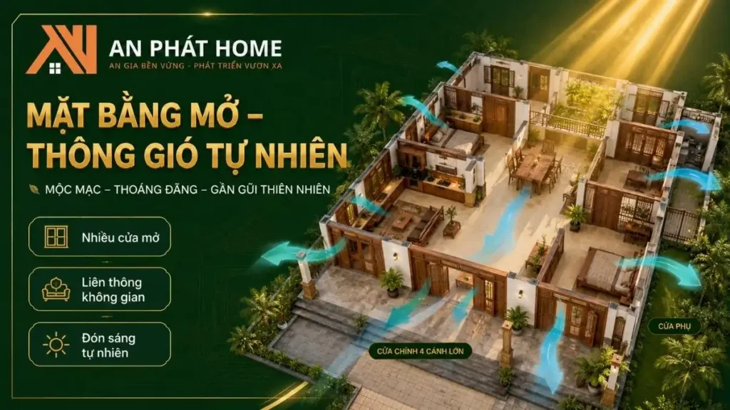 Mặt bằng mở giúp nhà miền Tây thông gió tự nhiên