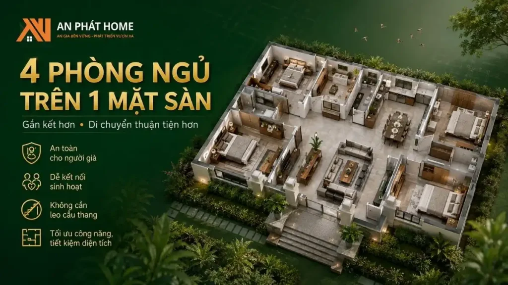 Mặt bằng nhà được bố trí hợp lý giúp hạn chế góc chết, tăng ánh sáng và tạo luồng di chuyển thuận tiện giữa các phòng