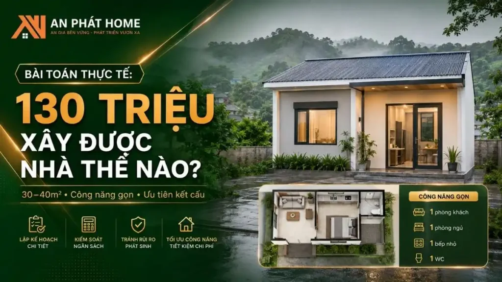 Mẫu nhà cấp 4 30–40m² phù hợp bài toán ngân sách 130 triệu