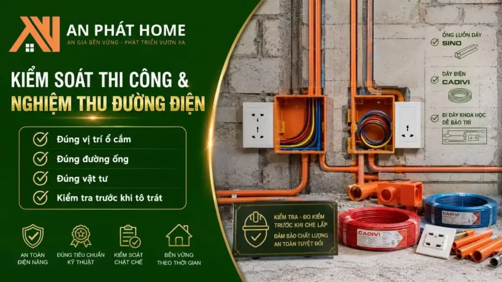 Nghiệm thu đường điện nhà cấp 4 trước khi hoàn thiện