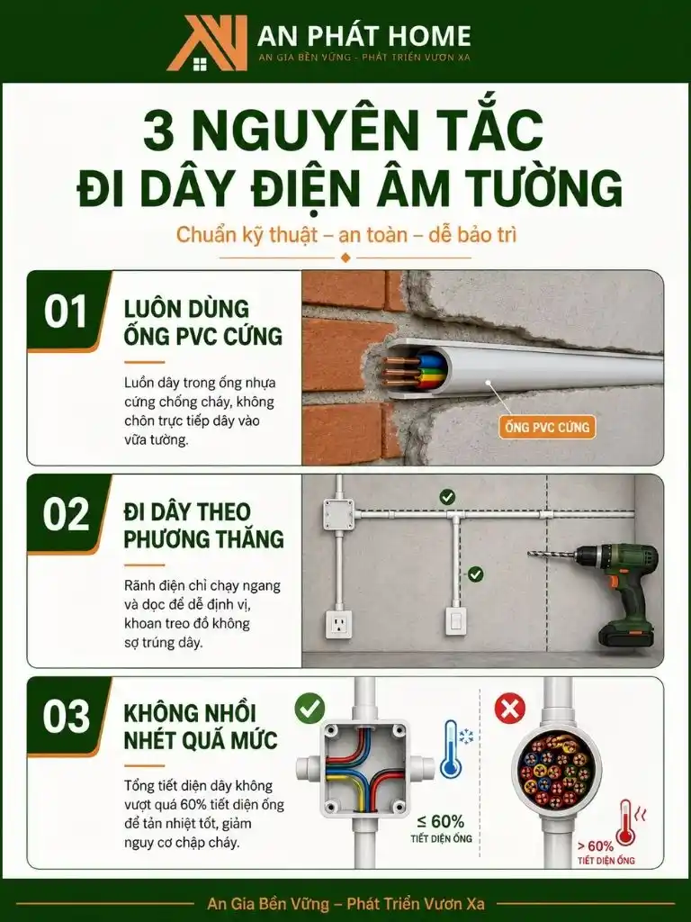 Nguyên tắc đi dây điện âm tường nhà cấp 4 an toàn
