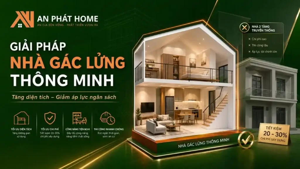 Nhà gác lửng thông minh thay thế nhà 2 tầng 300 triệu