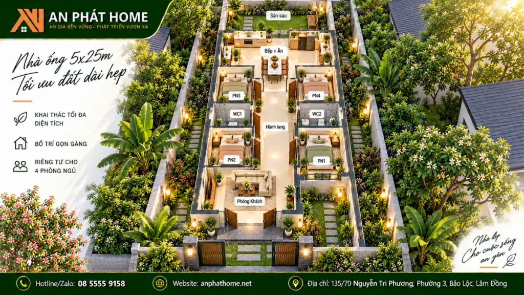 Nhà ống 5x25m