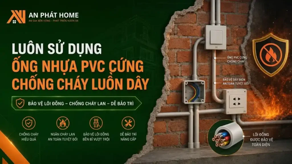 Ống PVC cứng bảo vệ dây điện âm tường nhà cấp 4