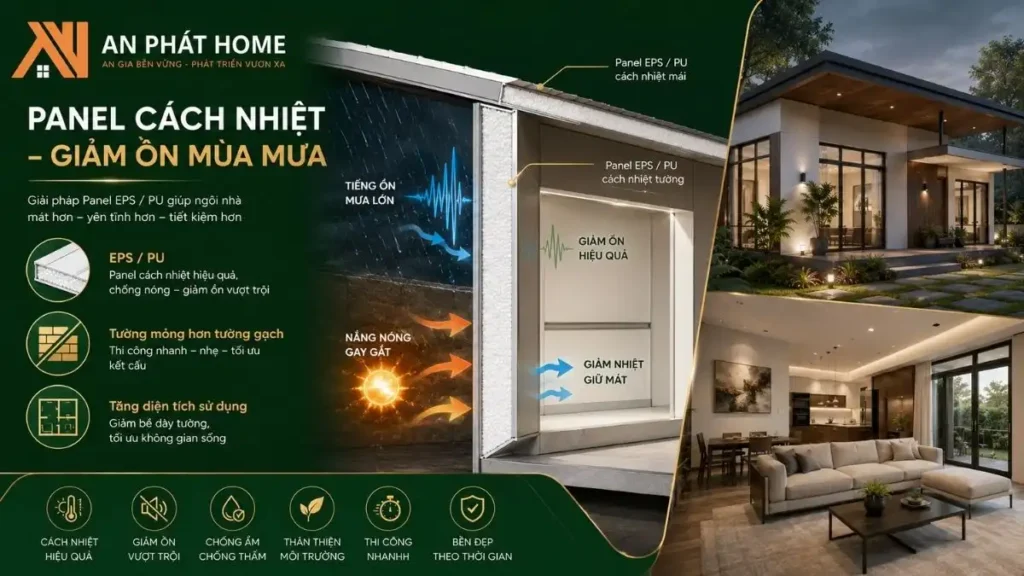 Panel giúp nhà tiền chế cách nhiệt và giảm tiếng ồn
