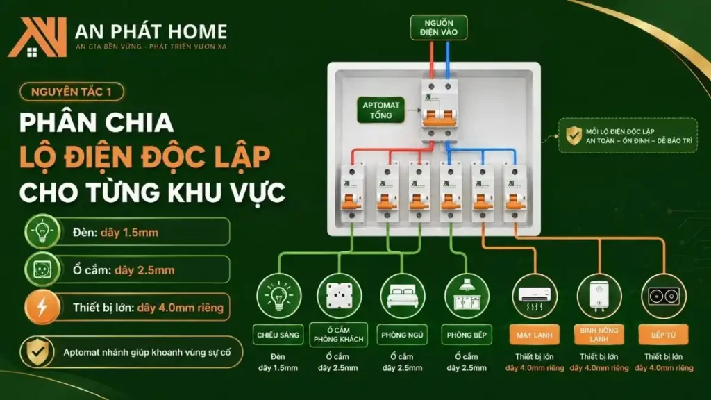 Phân chia lộ điện nhà cấp 4 giúp chống quá tải