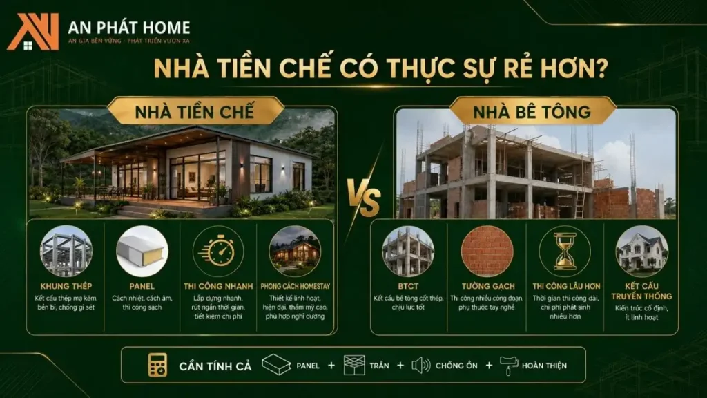 So sánh chi phí nhà tiền chế và nhà bê tông
