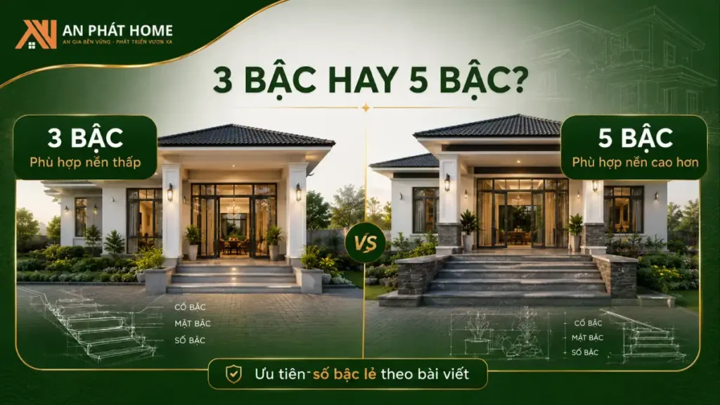 So sánh phương án bậc tam cấp 3 bậc và 5 bậc