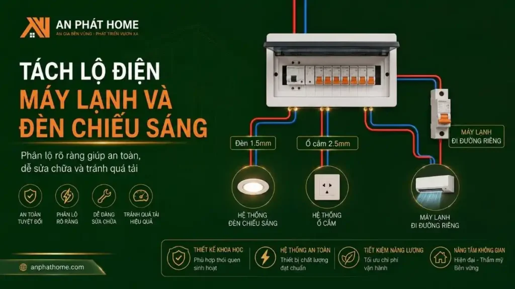 Tách lộ điện máy lạnh phòng ngủ tránh quá tải