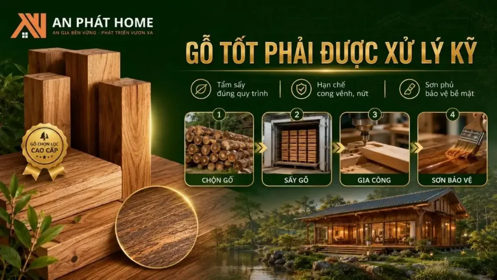Tẩm sấy kỹ giúp vật liệu gỗ ổn định hơn