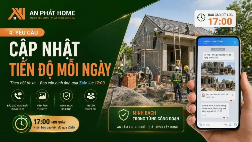Theo dõi tiến độ xây nhà cấp 4 từ xa qua Zalo mỗi ngày
