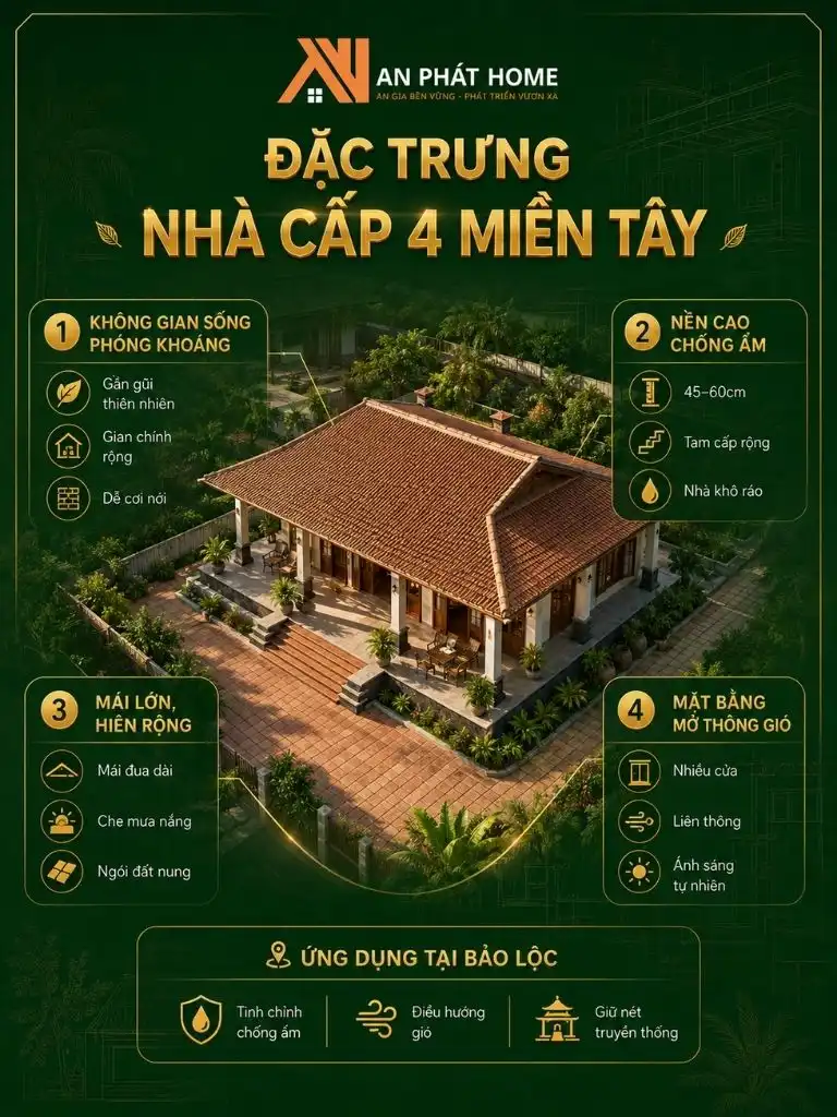 Tóm tắt đặc trưng nhà cấp 4 nông thôn miền Tây