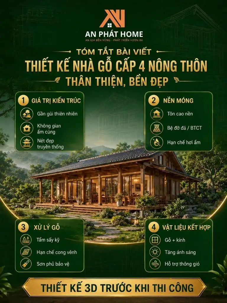 Tóm tắt giải pháp thiết kế nhà gỗ cấp 4