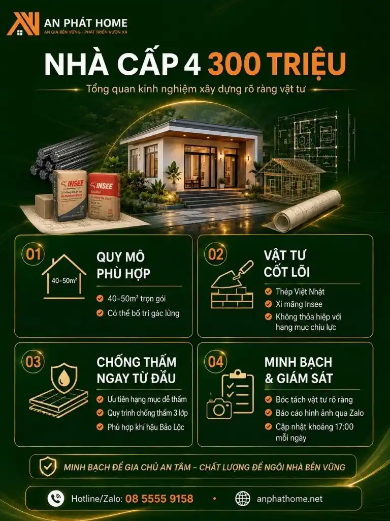 Tổng quan nhà cấp 4 nông thôn mái bằng