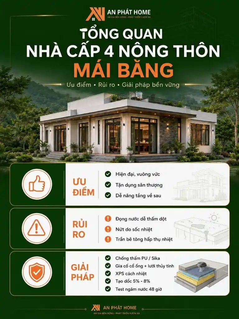 Tổng quan nhà cấp 4 nông thôn mái bằng