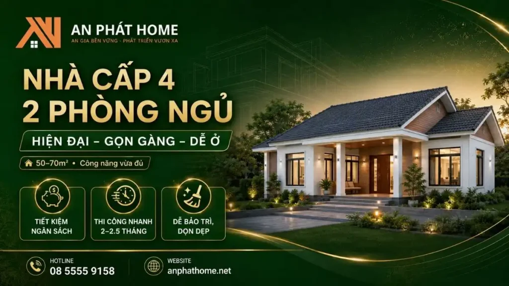Ưu điểm của mẫu nhà cấp 4 nông thôn 2 phòng ngủ