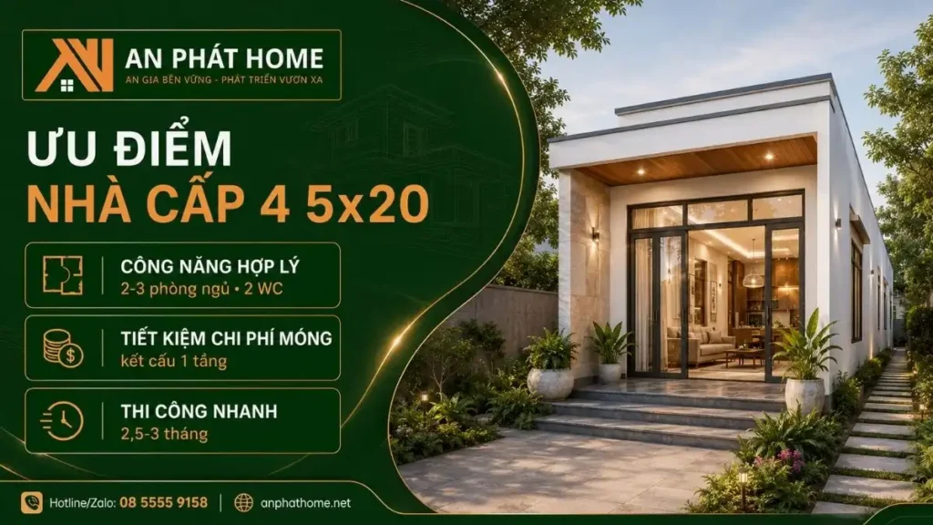 Ưu điểm khi xây nhà cấp 4 diện tích 5x20m