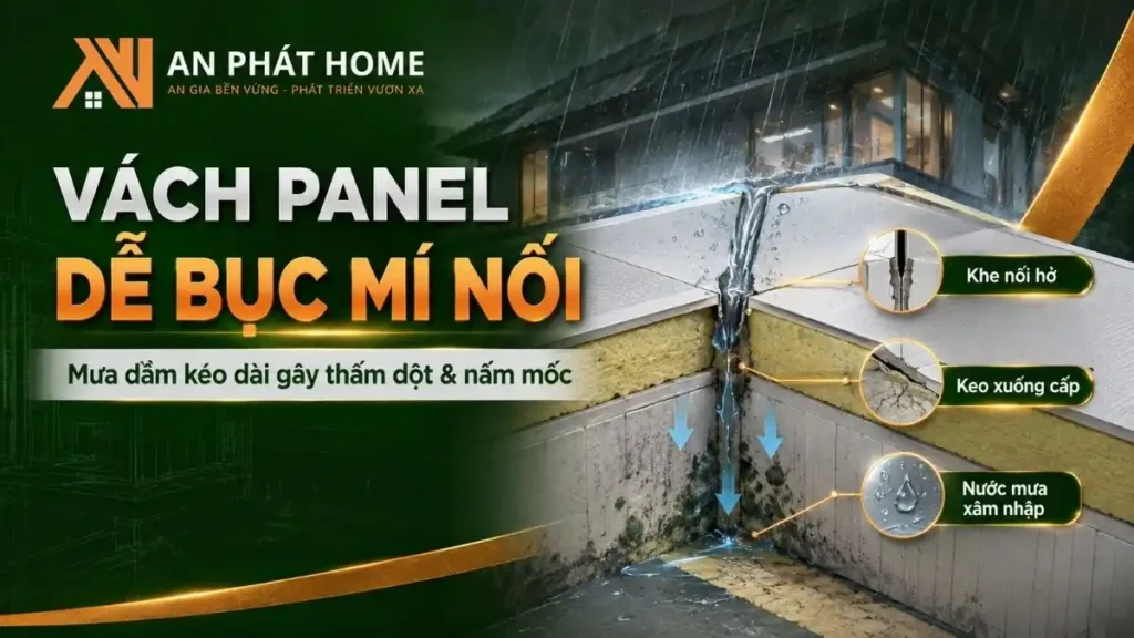 Vách panel nhà lắp ghép 150 triệu dễ thấm dột, nấm mốc