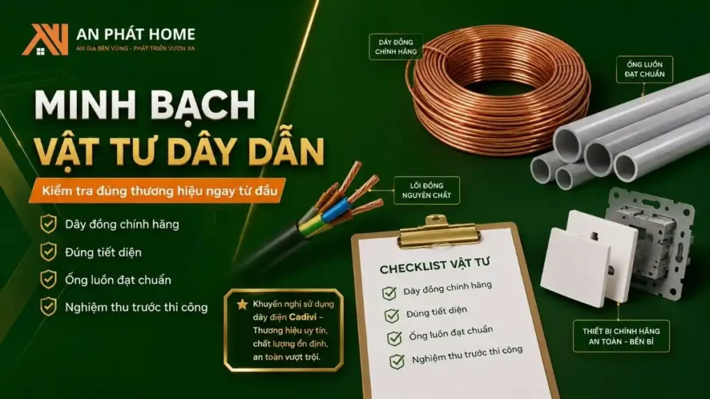 Vật tư dây điện cầu thang chính hãng An Phát Home