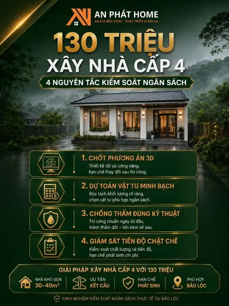 Xây nhà cấp 4 với 130 triệu cần kiểm soát ngân sách ngay từ đầu