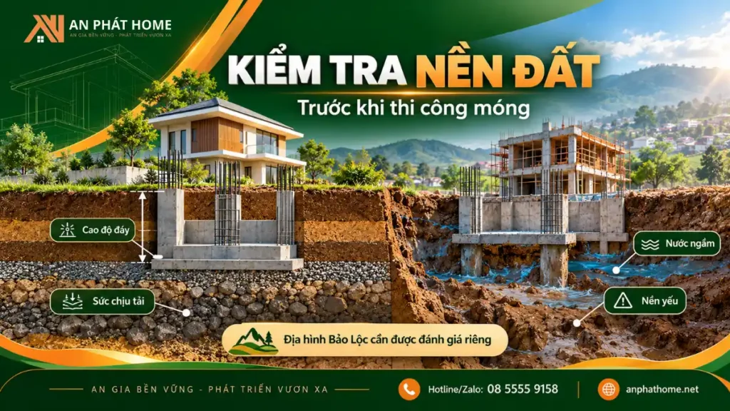 Kiểm tra nền đất trước khi thi công móng nhà giúp lựa chọn giải pháp nền móng phù hợp tại Bảo Lộc