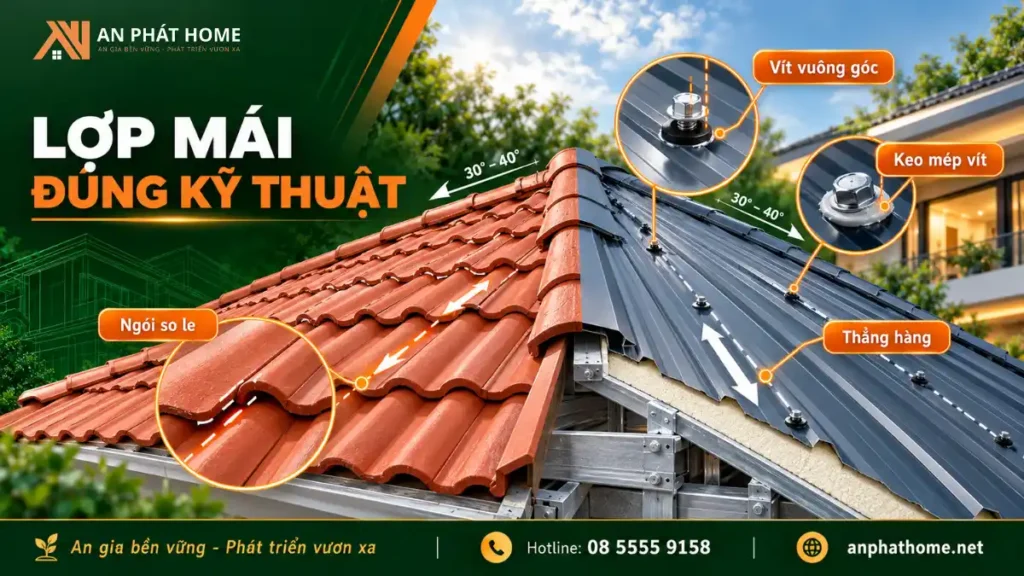 Kỹ thuật lợp ngói và tôn đúng quy chuẩn giúp hạn chế dột nước trong mùa mưa
