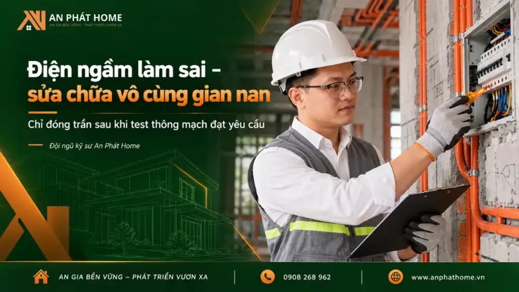 Nguyên tắc kiểm tra hệ thống điện âm tường trước khi đóng trần tại An Phát Home