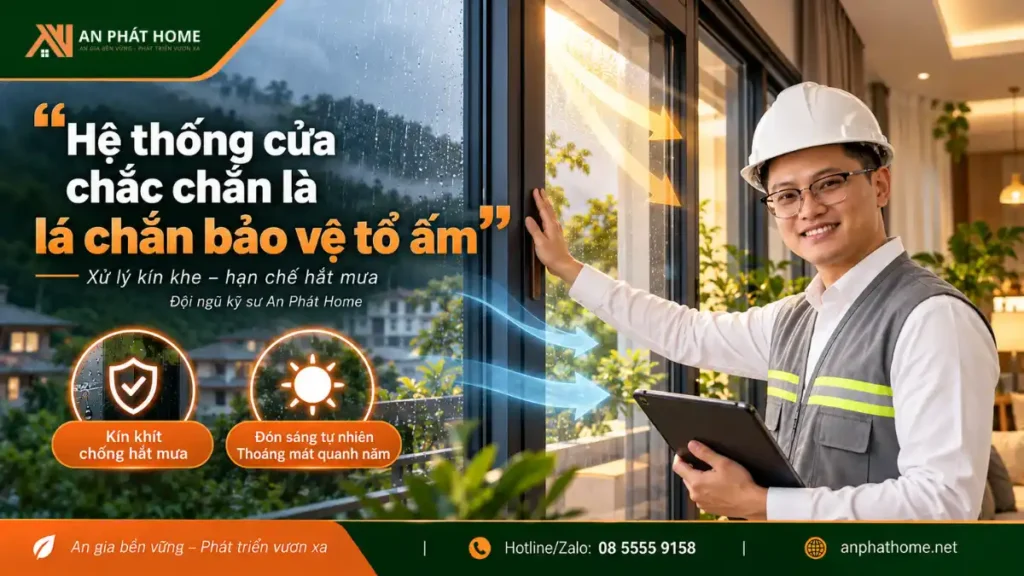 Nguyên tắc bố trí cửa kết hợp thông gió, ánh sáng và chống hắt mưa của An Phát Home
