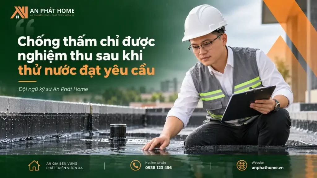 Nguyên tắc kiểm tra chống thấm bằng ngâm thử nước của đội ngũ kỹ sư An Phát Home