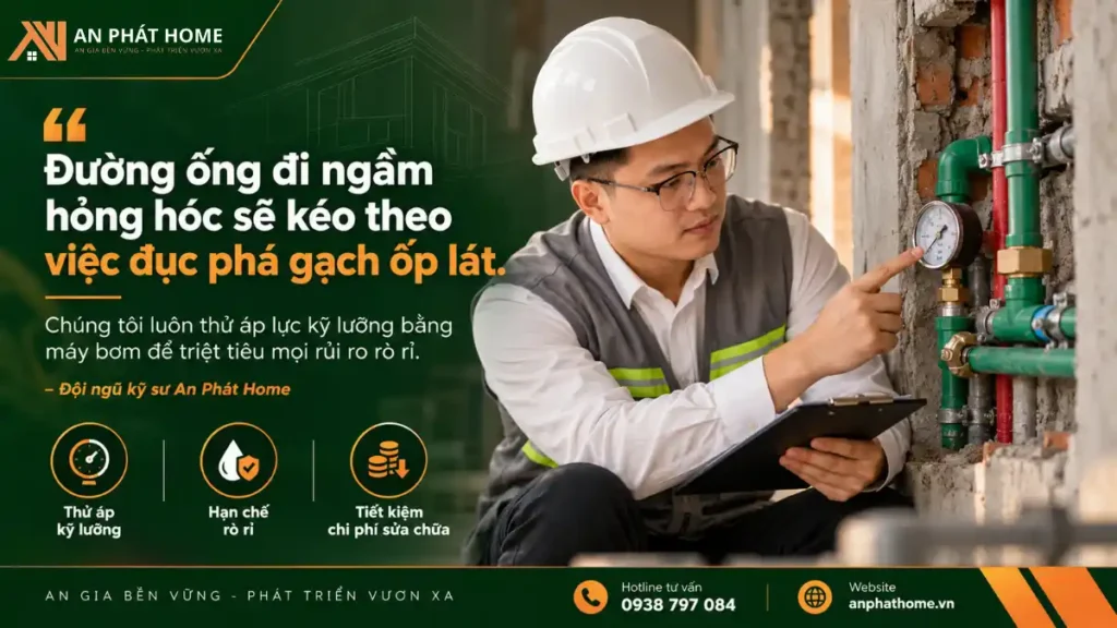 Nguyên tắc thử áp hệ thống đường ống ngầm trước khi che khuất tại An Phát Home