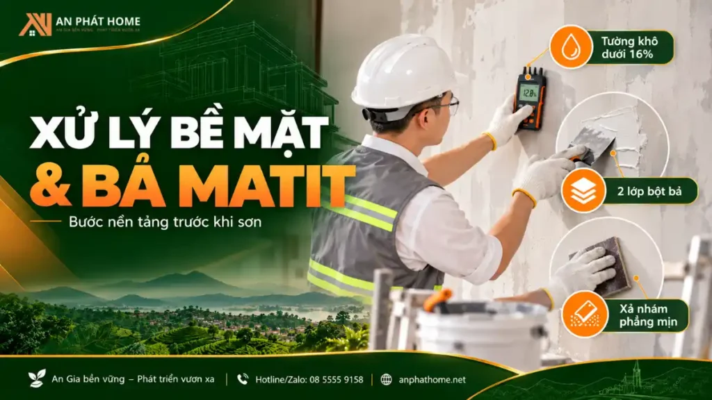 Bước xử lý bề mặt trong quy chuẩn sơn nước trước khi bả matit