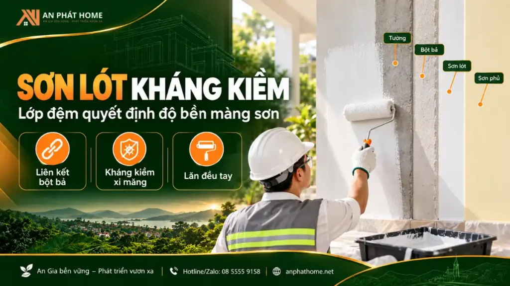 Kỹ thuật lăn sơn lót kháng kiềm trong quy chuẩn sơn nước hoàn thiện
