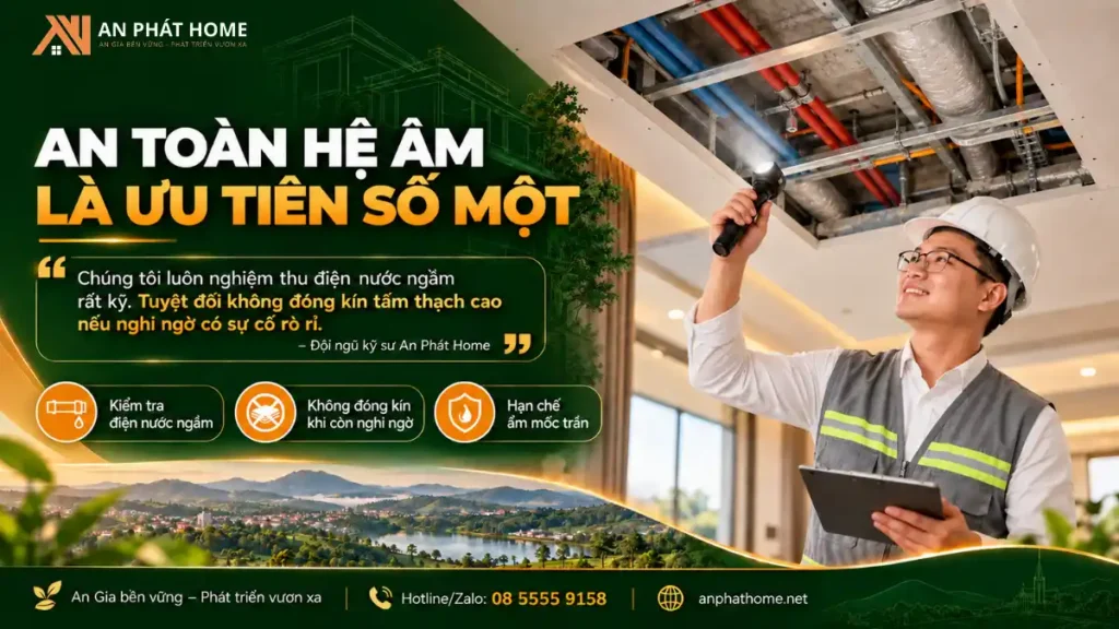 Quy chuẩn trần thạch cao yêu cầu nghiệm thu điện nước âm trước khi đóng kín