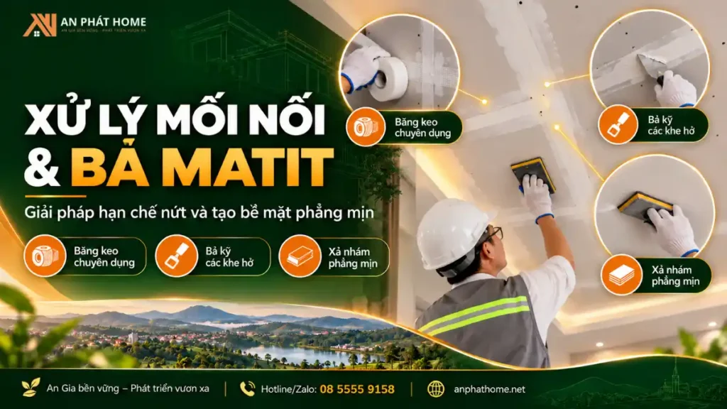 Xử lý mối nối trong quy chuẩn trần thạch cao để hạn chế nứt