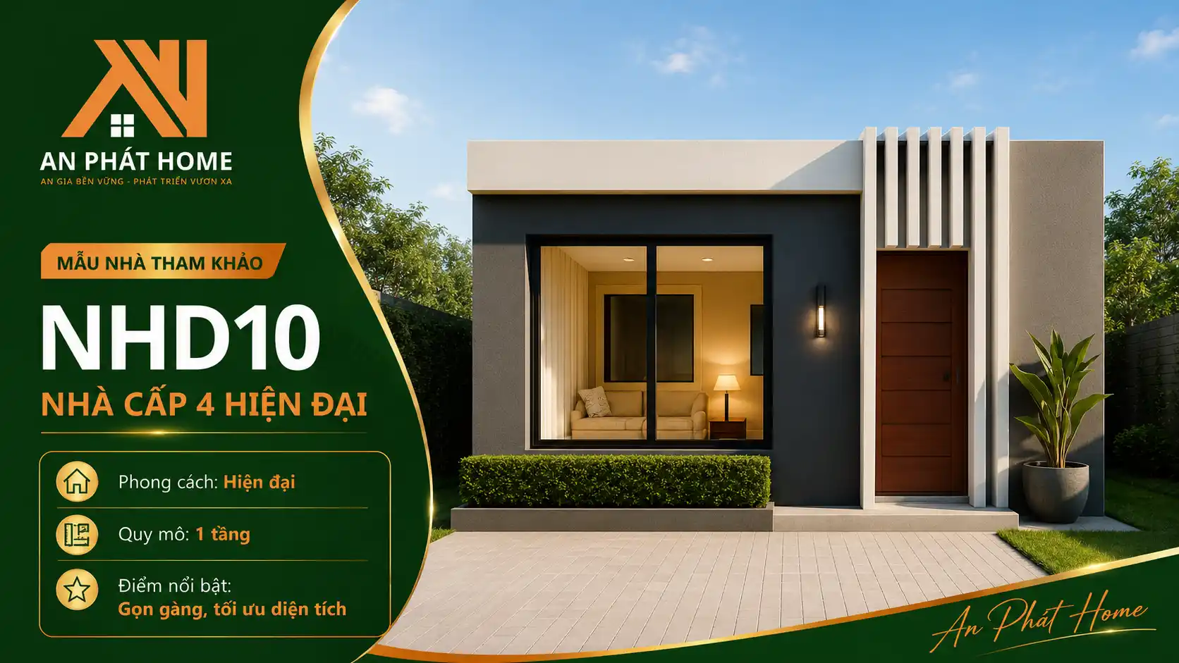 Mẫu nhà cấp 4 hiện đại NHD10