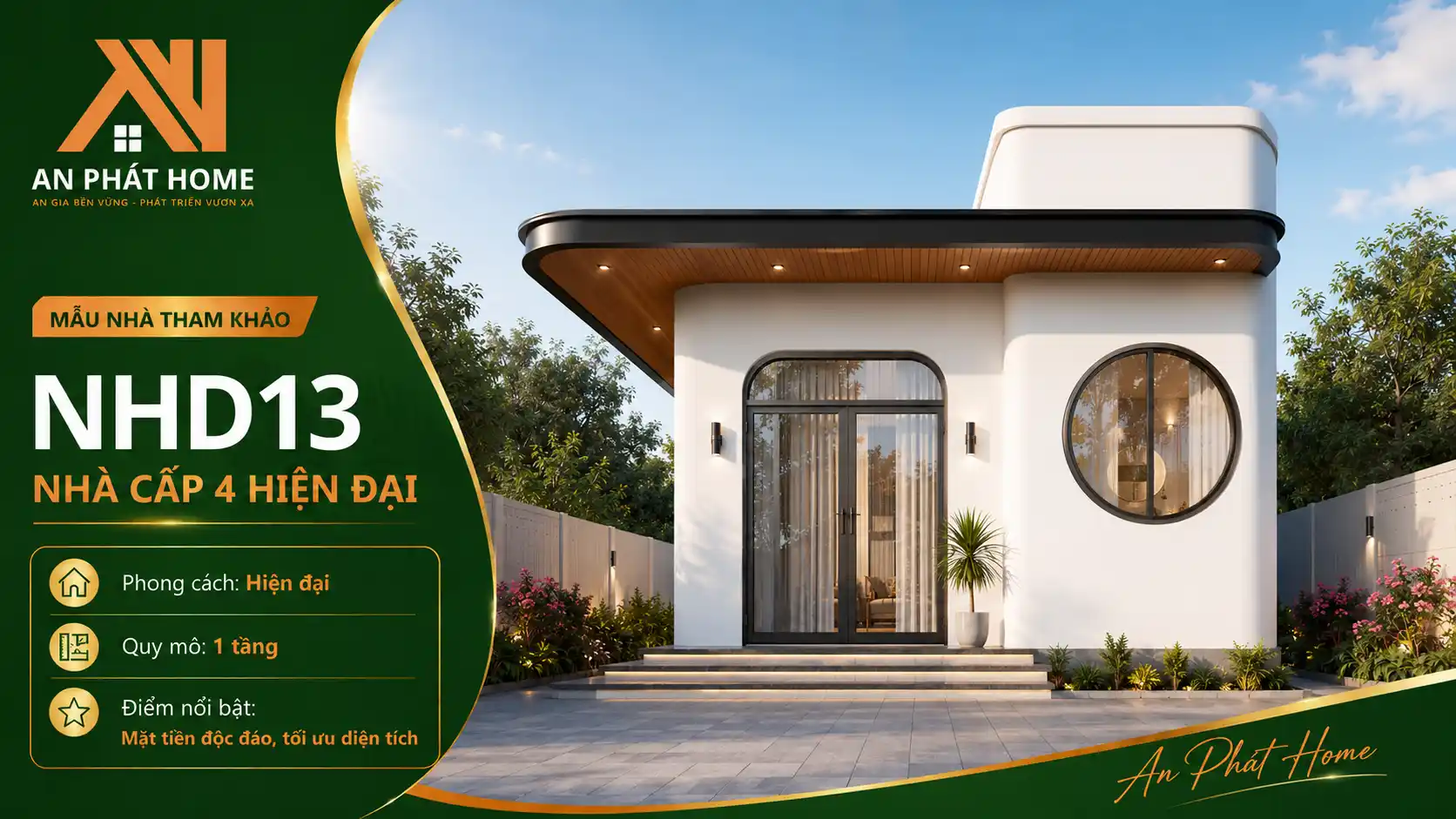 Mẫu nhà cấp 4 hiện đại NHD12
