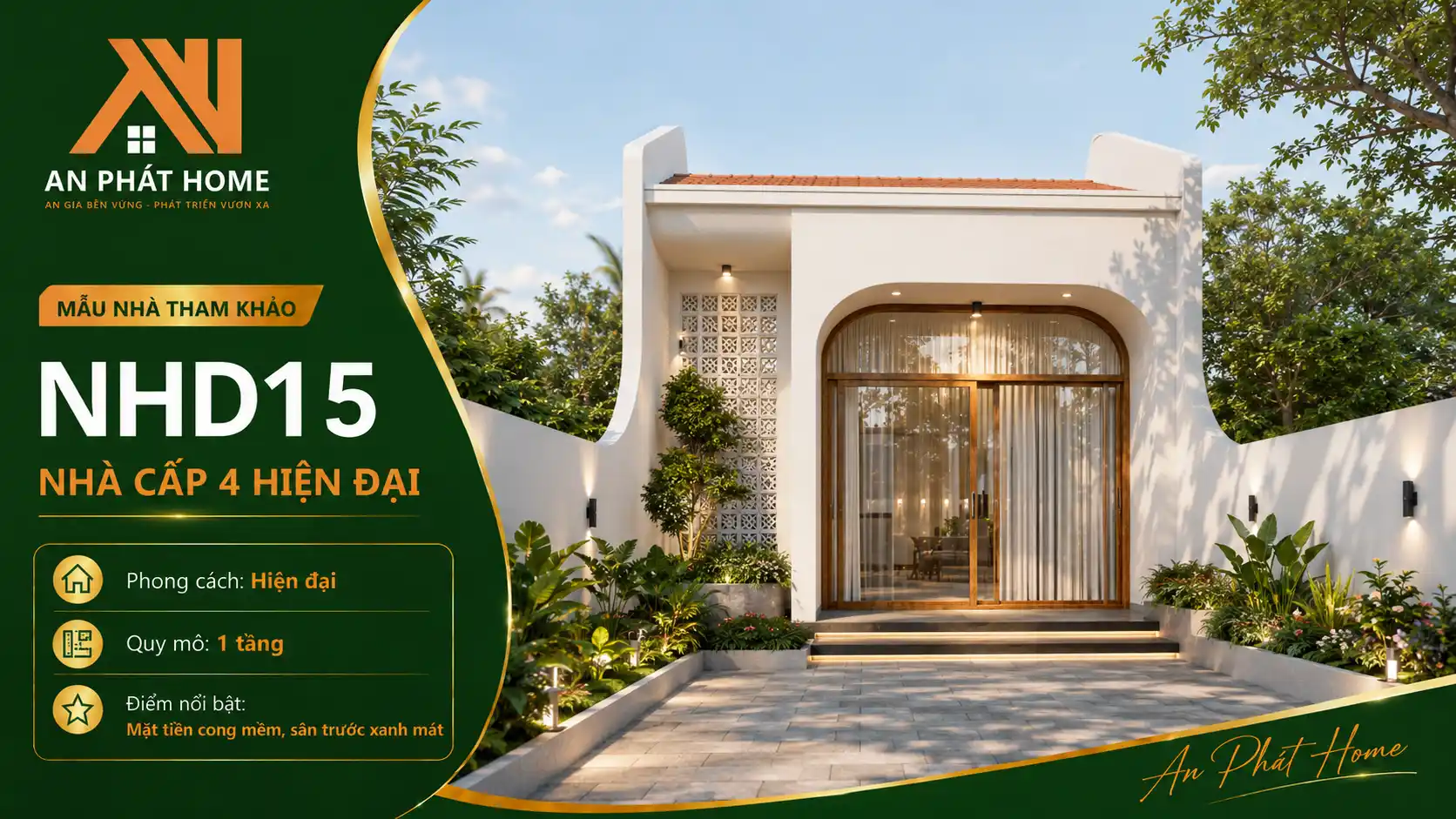 Mẫu nhà cấp 4 hiện đại NHD15