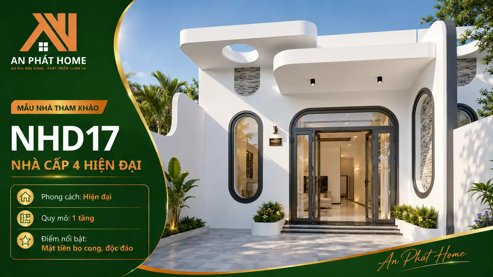 Mẫu nhà cấp 4 hiện đại NHD17