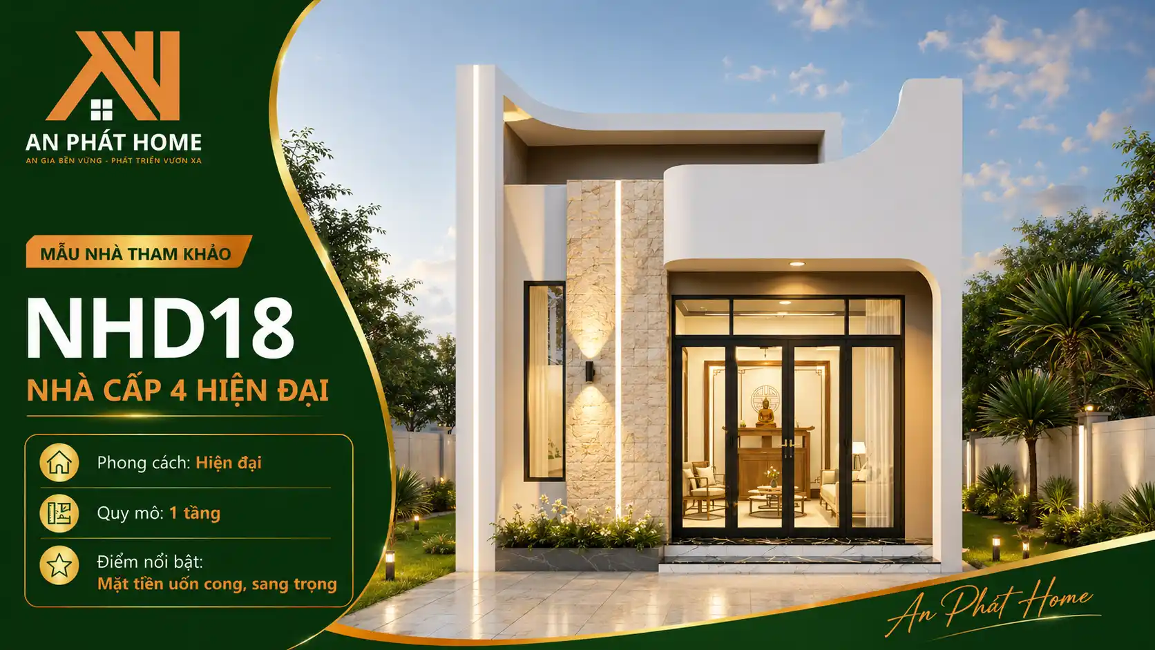 Mẫu nhà cấp 4 hiện đại NHD18