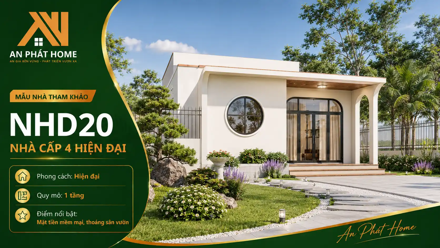 Mẫu nhà cấp 4 hiện đại NHD20