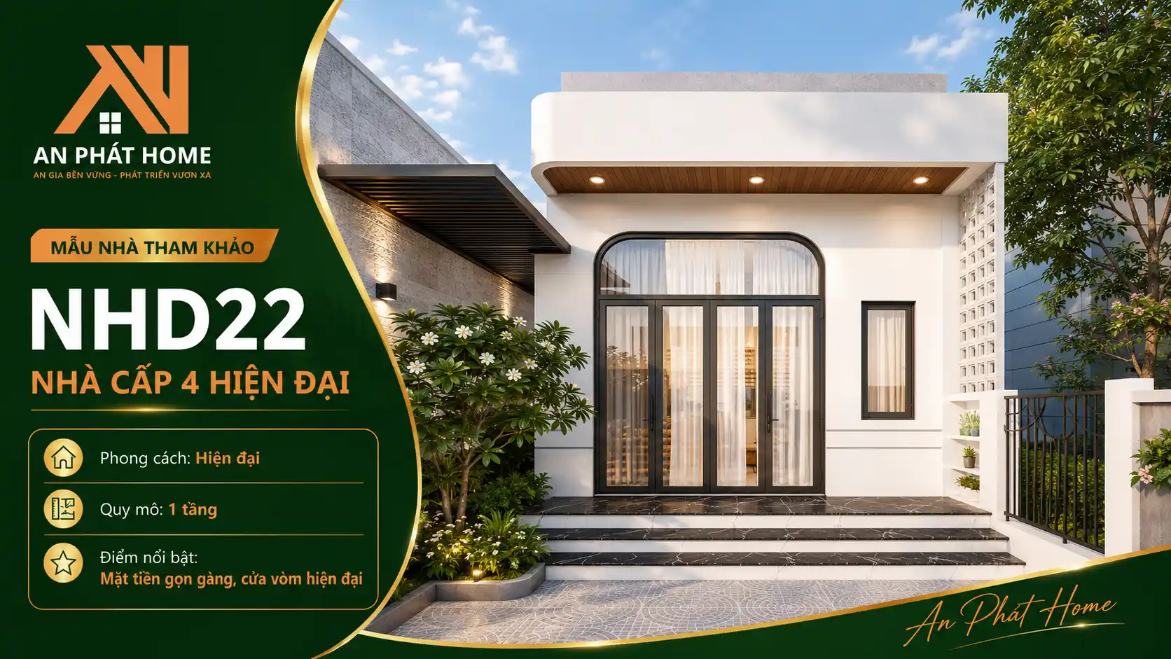 Mẫu nhà cấp 4 hiện đại NHD22