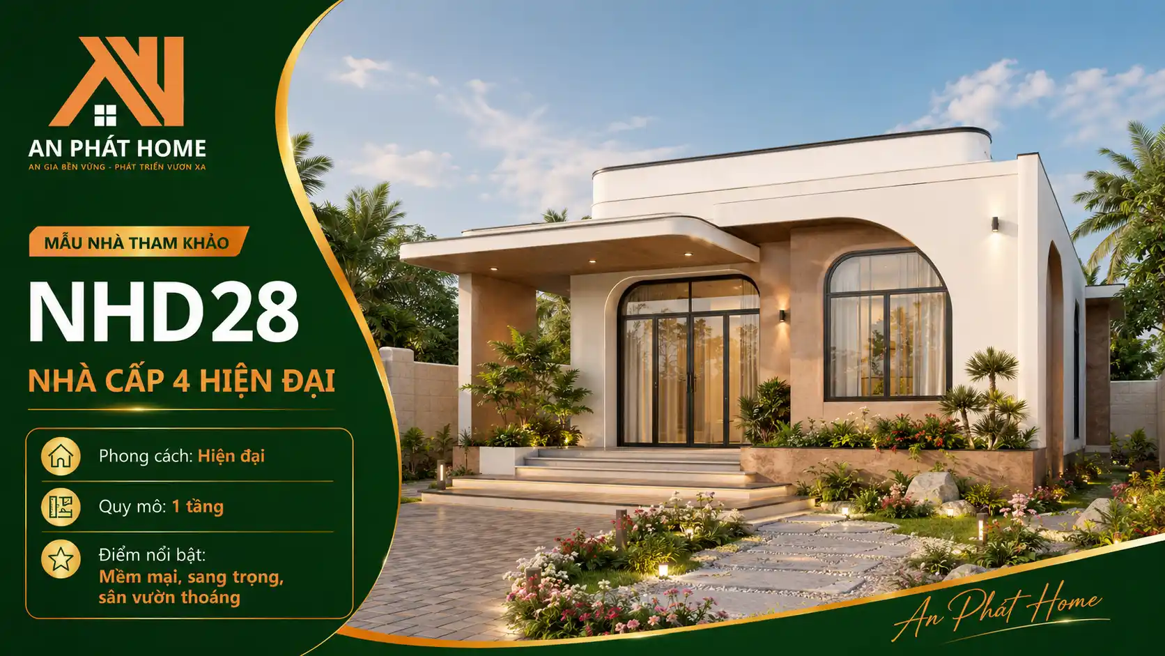 Mẫu nhà cấp 4 hiện đại NHD28
