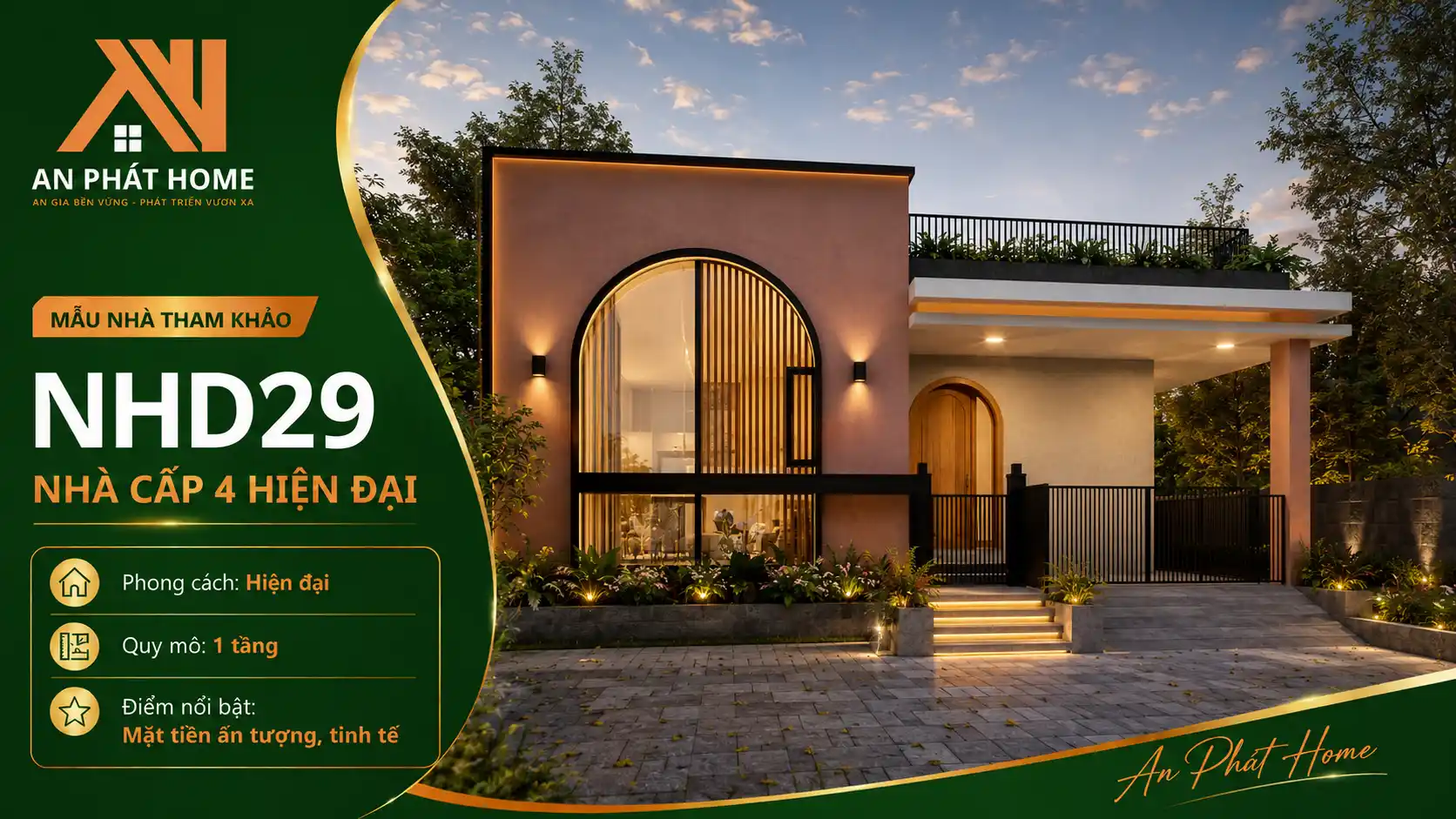 Mẫu nhà cấp 4 hiện đại NHD29