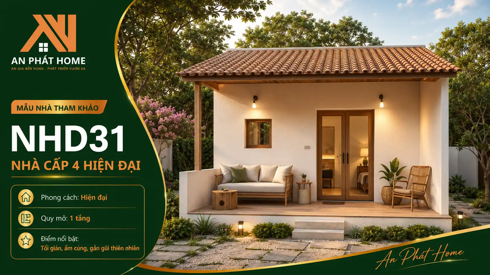 Mẫu nhà cấp 4 hiện đại NHD31