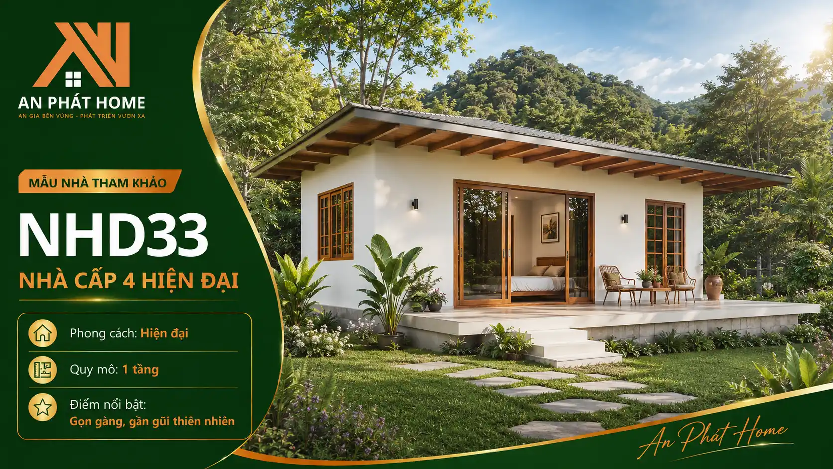 Mẫu nhà cấp 4 hiện đại NHD33