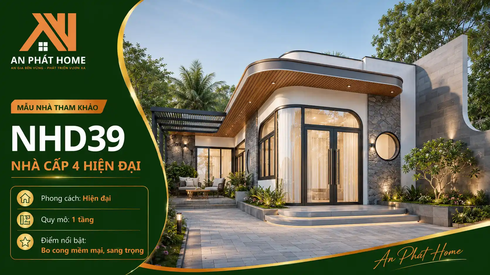 Mẫu nhà cấp 4 hiện đại NHD39