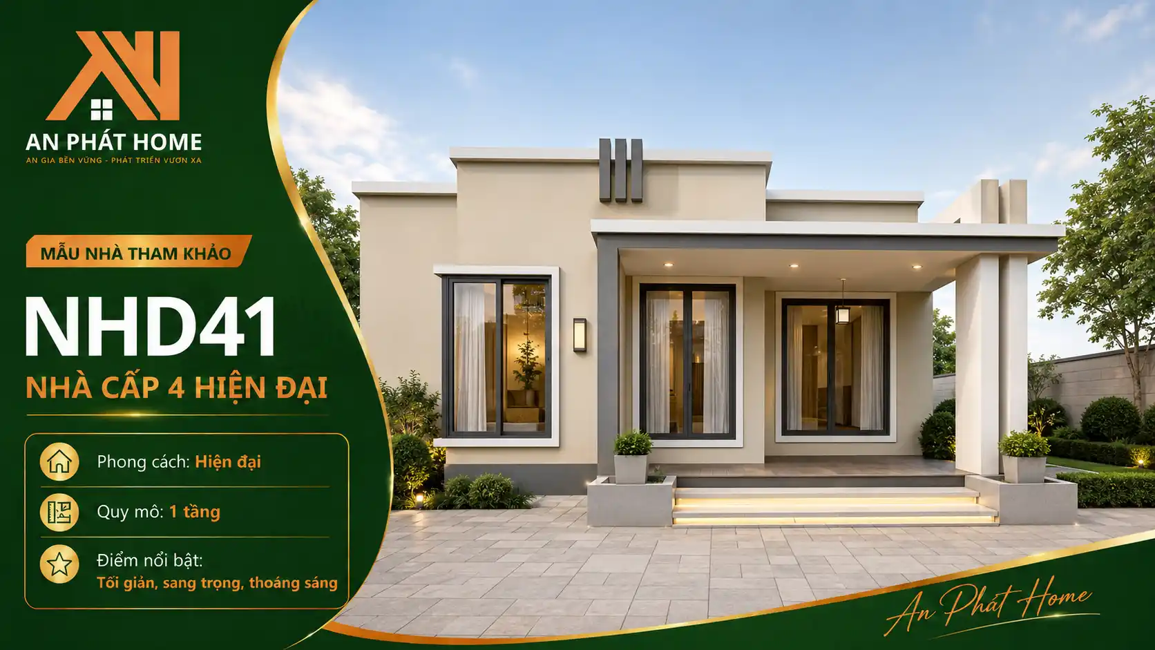 Mẫu nhà cấp 4 hiện đại NHD41